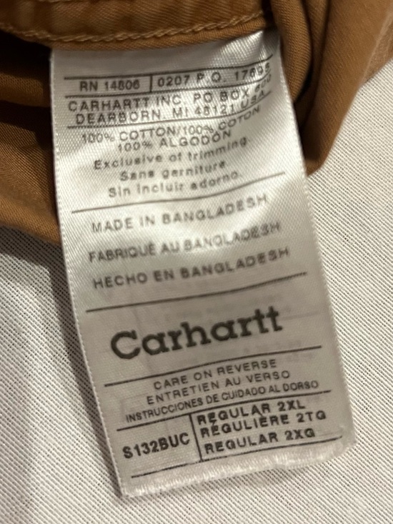 Carhartt Men's Tan/Brown Button-Down Work Shirt 2XL - Picture 4 of 7